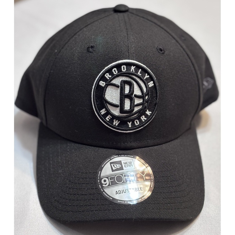Men's New Era 9Forty Brooklyn Nets Adjustable Black Strap Back Hat‎ Cap NEW